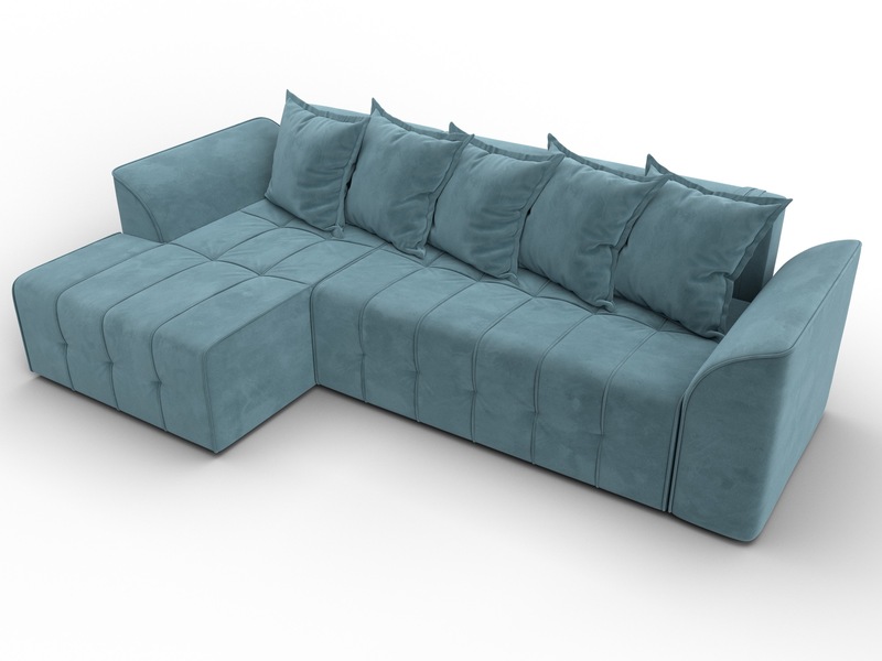 Диван угловой Лига-113 угол левый, Велюр, SEVEN 113 бирюзовый