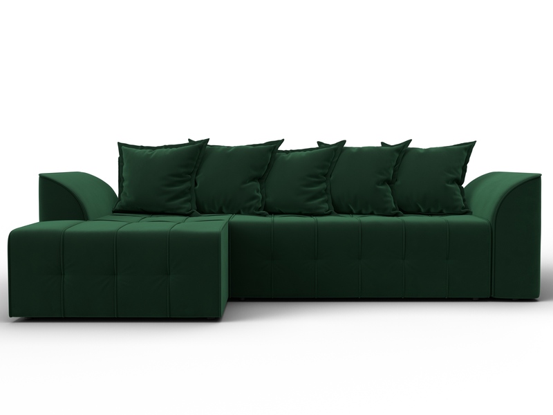Диван угловой Лига-113 угол левый, Велюр, SEVEN 626 зеленый