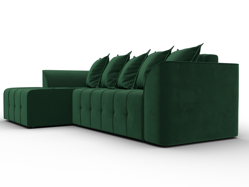 Диван угловой Лига-113 угол левый, Велюр, SEVEN 626 зеленый