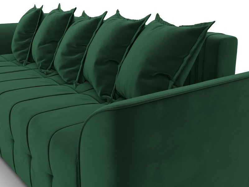 Диван угловой Лига-113 угол левый, Велюр, SEVEN 626 зеленый