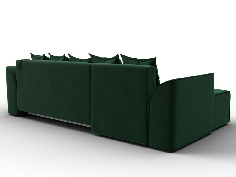 Диван угловой Лига-113 угол левый, Велюр, SEVEN 626 зеленый