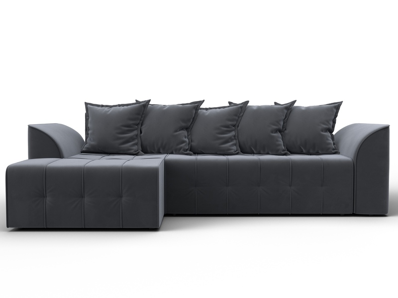 Диван угловой Лига-113 угол левый, Велюр, SEVEN 17 серый