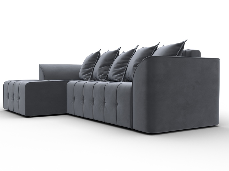 Диван угловой Лига-113 угол левый, Велюр, SEVEN 17 серый