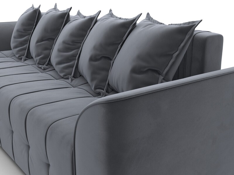 Диван угловой Лига-113 угол левый, Велюр, SEVEN 17 серый