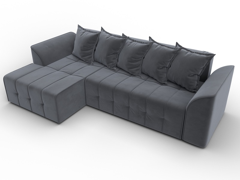 Диван угловой Лига-113 угол левый, Велюр, SEVEN 17 серый