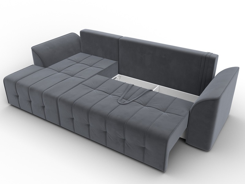 Диван угловой Лига-113 угол левый, Велюр, SEVEN 17 серый