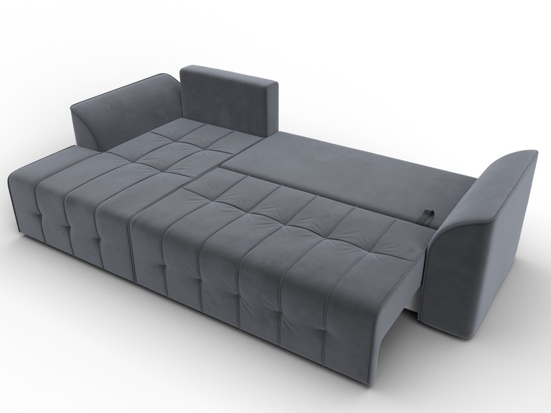 Диван угловой Лига-113 угол левый, Велюр, SEVEN 17 серый