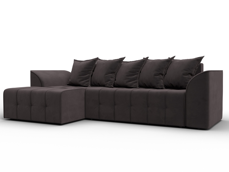 Диван угловой Лига-113 угол левый, Велюр, SEVEN 727 коричневый