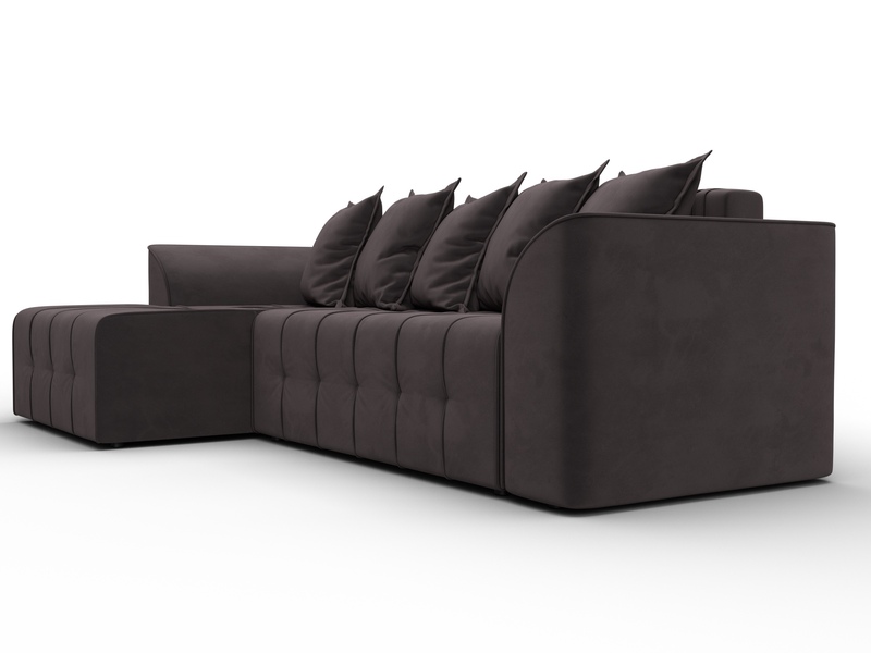 Диван угловой Лига-113 угол левый, Велюр, SEVEN 727 коричневый
