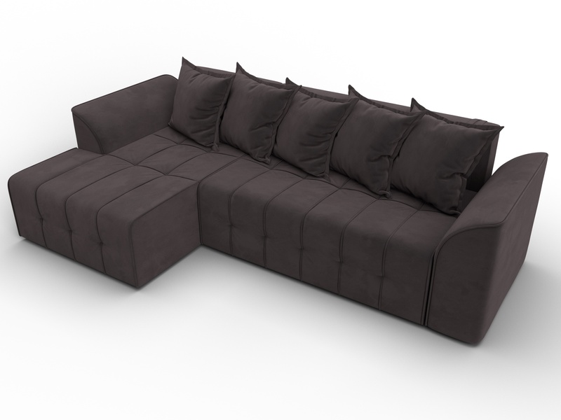 Диван угловой Лига-113 угол левый, Велюр, SEVEN 727 коричневый