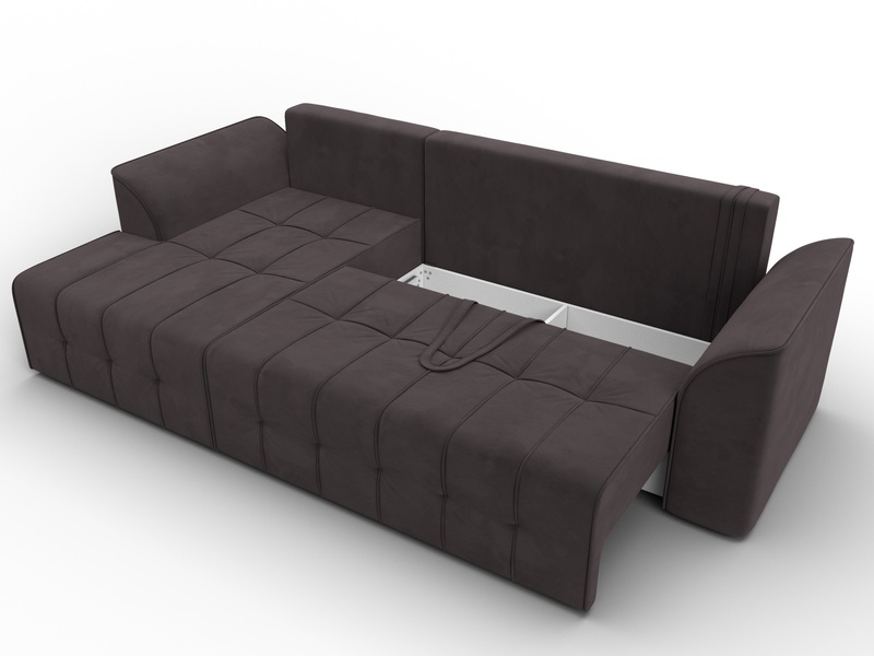 Диван угловой Лига-113 угол левый, Велюр, SEVEN 727 коричневый