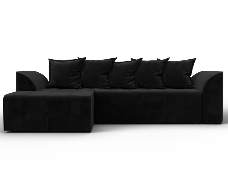 Диван угловой Лига-113 угол левый, Велюр, SEVEN 35 черный