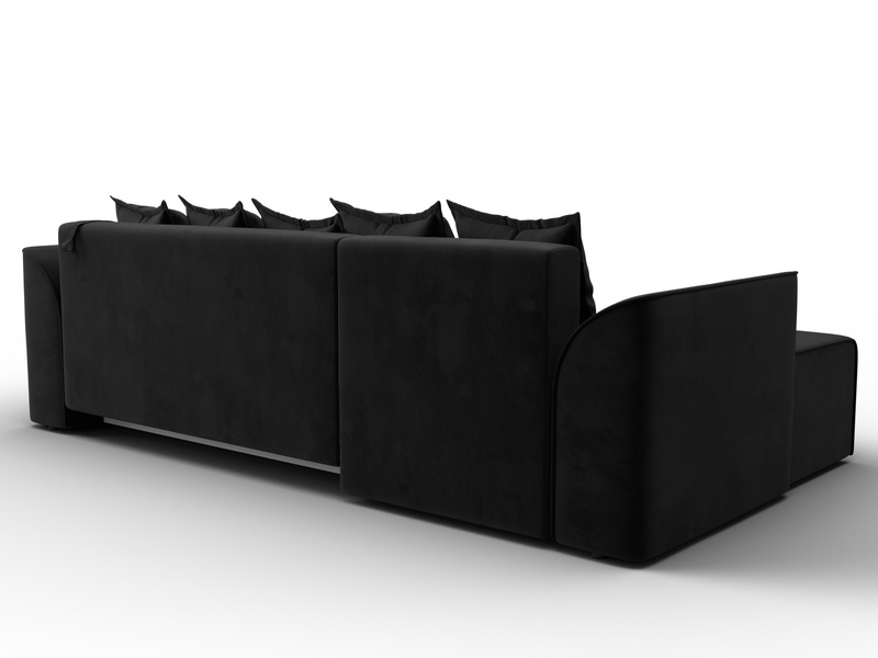 Диван угловой Лига-113 угол левый, Велюр, SEVEN 35 черный