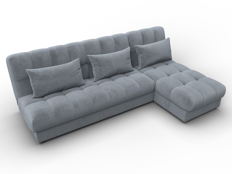 Диван угловой Лига-116 НПБ угол правый, Велюр, TOWER 10 серый