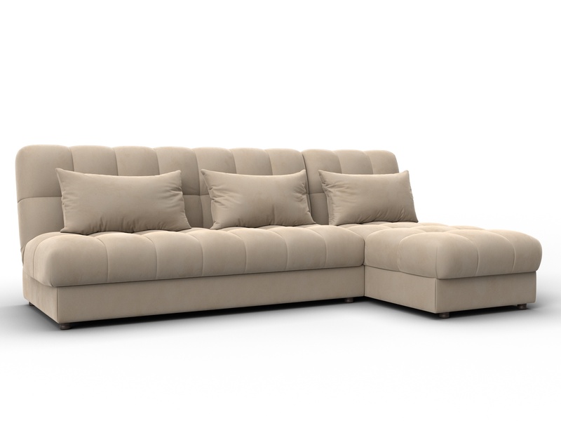 Диван угловой Лига-116 НПБ угол правый, Велюр, SEVEN 729 бежевый