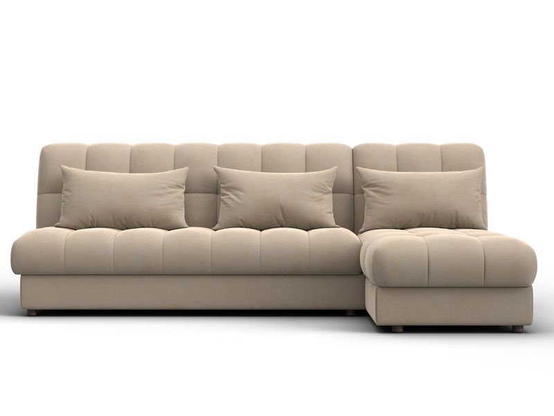 Диван угловой Лига-116 НПБ угол правый, Велюр, SEVEN 729 бежевый