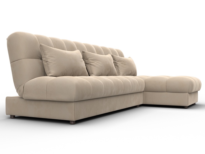 Диван угловой Лига-116 НПБ угол правый, Велюр, SEVEN 729 бежевый