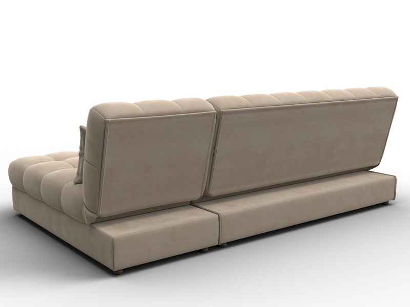 Диван угловой Лига-116 НПБ угол правый, Велюр, SEVEN 729 бежевый