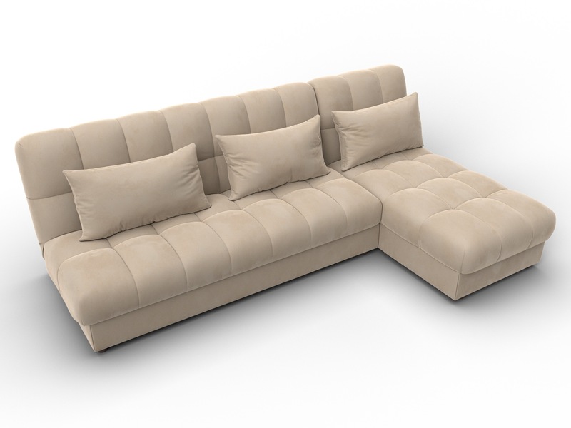 Диван угловой Лига-116 НПБ угол правый, Велюр, SEVEN 729 бежевый