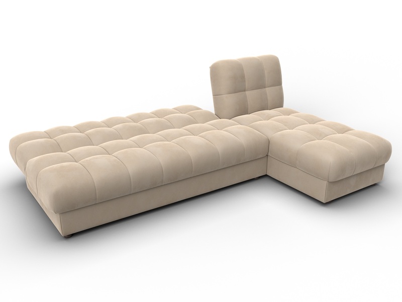 Диван угловой Лига-116 НПБ угол правый, Велюр, SEVEN 729 бежевый