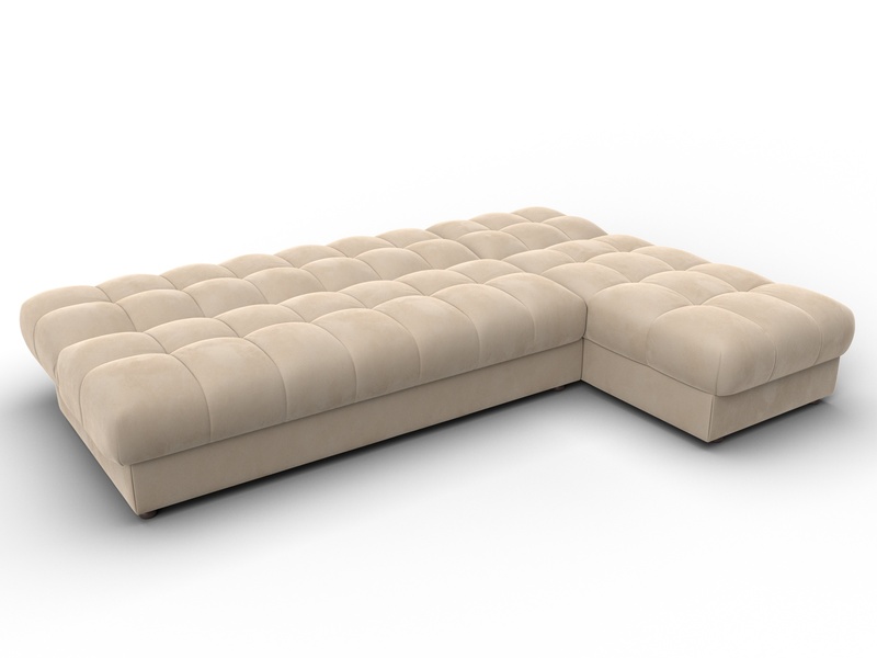 Диван угловой Лига-116 НПБ угол правый, Велюр, SEVEN 729 бежевый