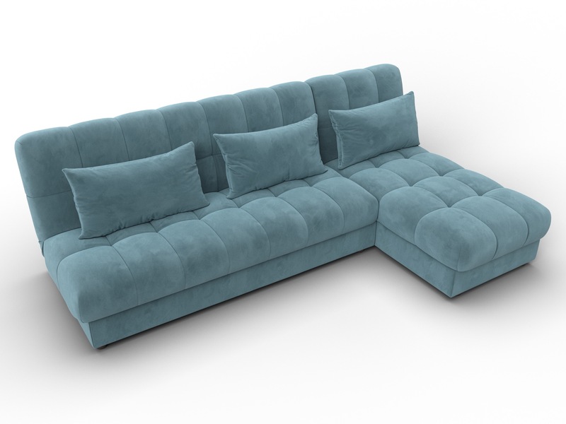 Диван угловой Лига-116 НПБ угол правый, Велюр, SEVEN 113 бирюзовый