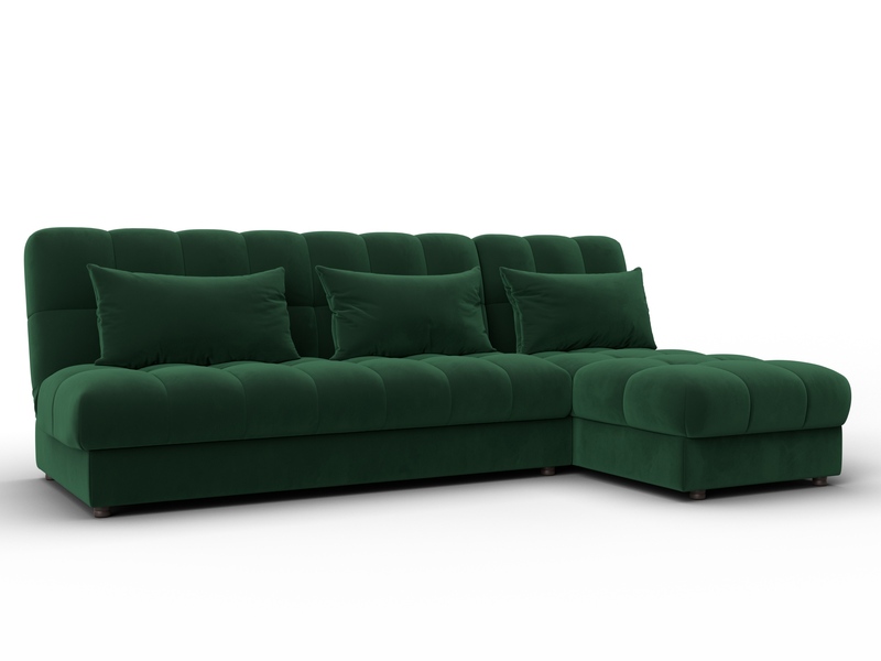 Диван угловой Лига-116 НПБ угол правый, Велюр, SEVEN 626 зеленый