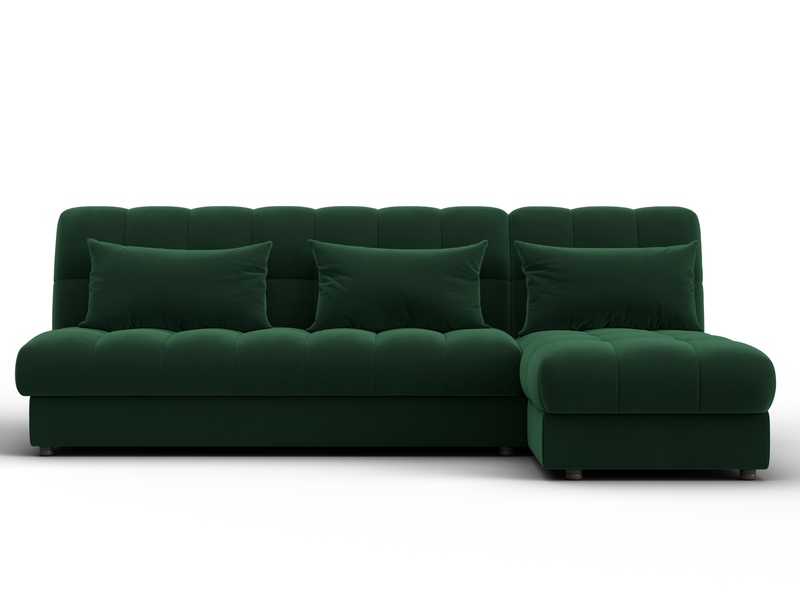Диван угловой Лига-116 НПБ угол правый, Велюр, SEVEN 626 зеленый