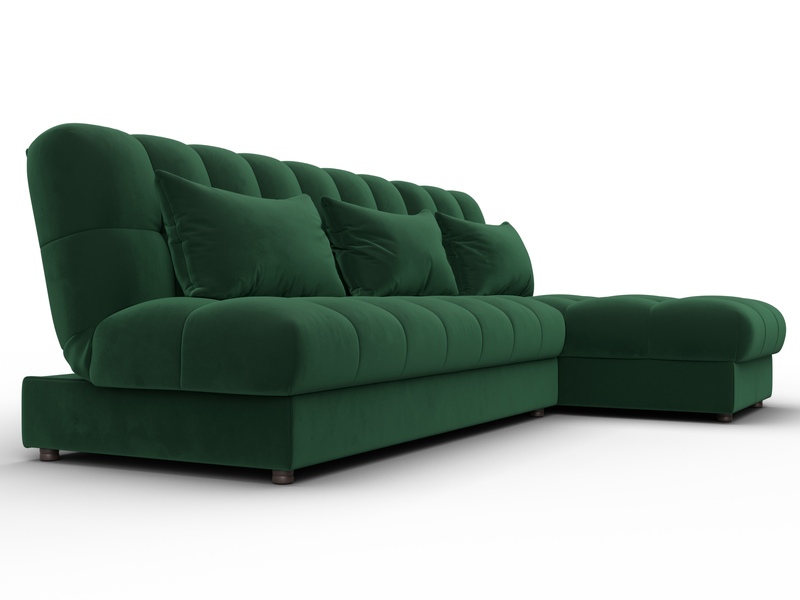 Диван угловой Лига-116 НПБ угол правый, Велюр, SEVEN 626 зеленый