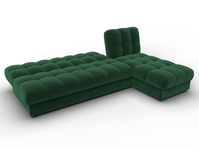 Диван угловой Лига-116 НПБ угол правый, Велюр, SEVEN 626 зеленый