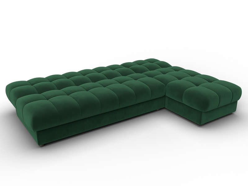 Диван угловой Лига-116 НПБ угол правый, Велюр, SEVEN 626 зеленый