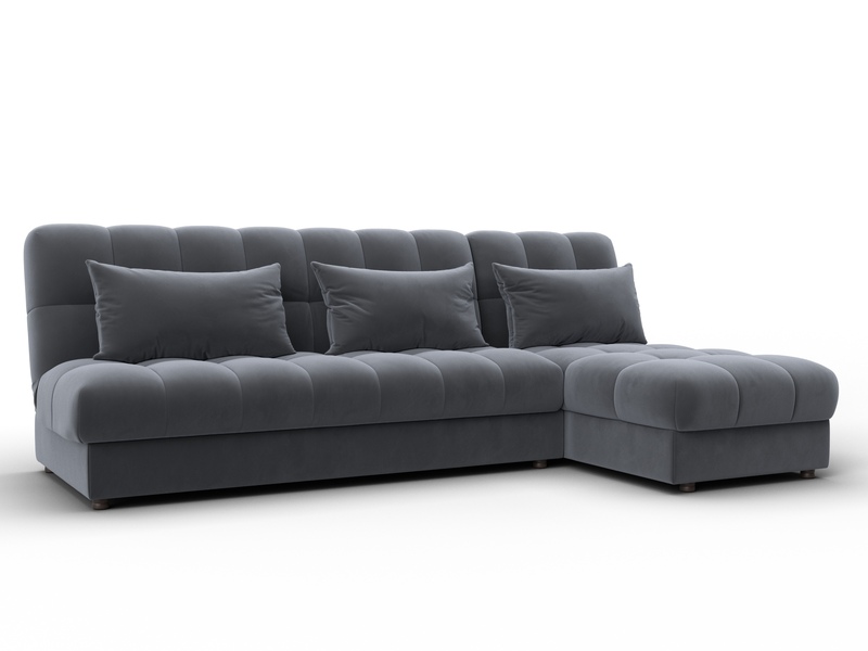 Диван угловой Лига-116 НПБ угол правый, Велюр, SEVEN 17 серый