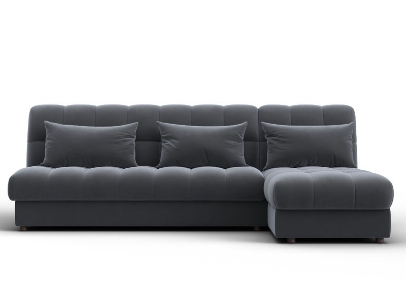 Диван угловой Лига-116 НПБ угол правый, Велюр, SEVEN 17 серый