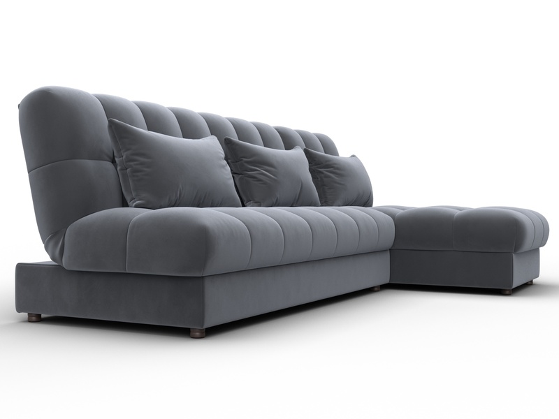 Диван угловой Лига-116 НПБ угол правый, Велюр, SEVEN 17 серый