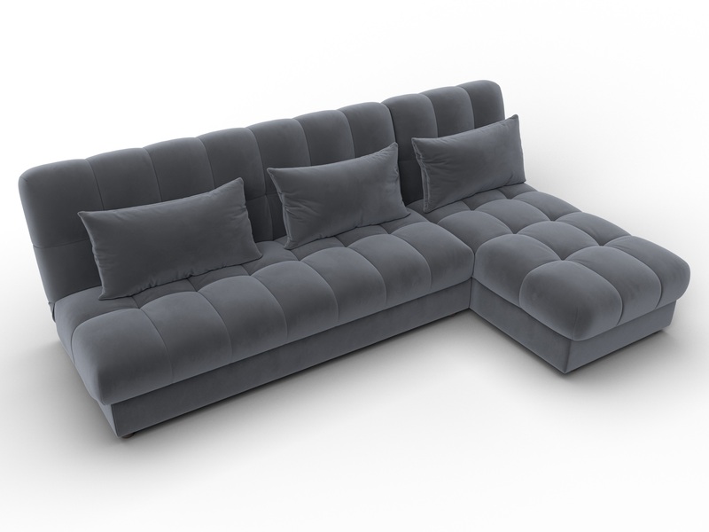 Диван угловой Лига-116 НПБ угол правый, Велюр, SEVEN 17 серый