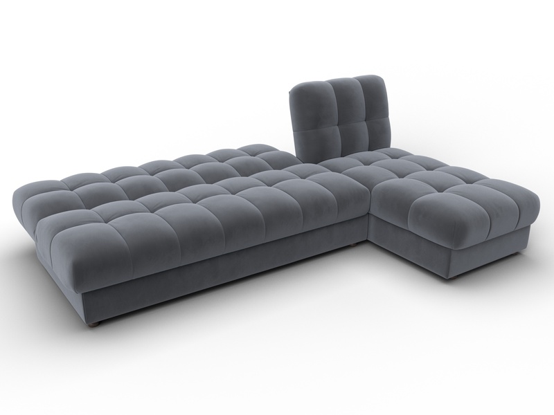 Диван угловой Лига-116 НПБ угол правый, Велюр, SEVEN 17 серый