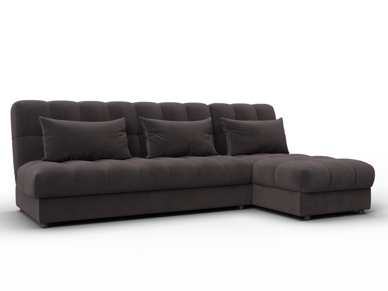 Диван угловой Лига-116 НПБ угол правый, Велюр, SEVEN 727 коричневый