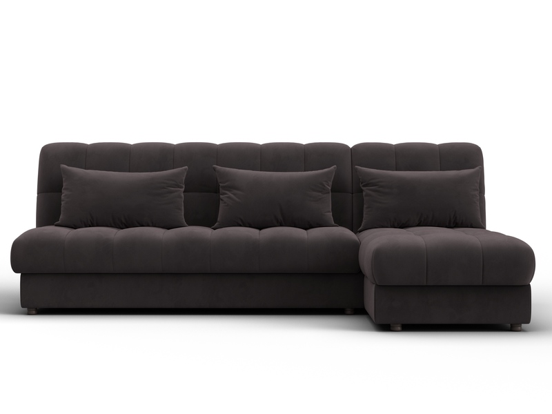 Диван угловой Лига-116 НПБ угол правый, Велюр, SEVEN 727 коричневый