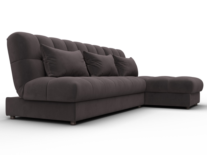 Диван угловой Лига-116 НПБ угол правый, Велюр, SEVEN 727 коричневый