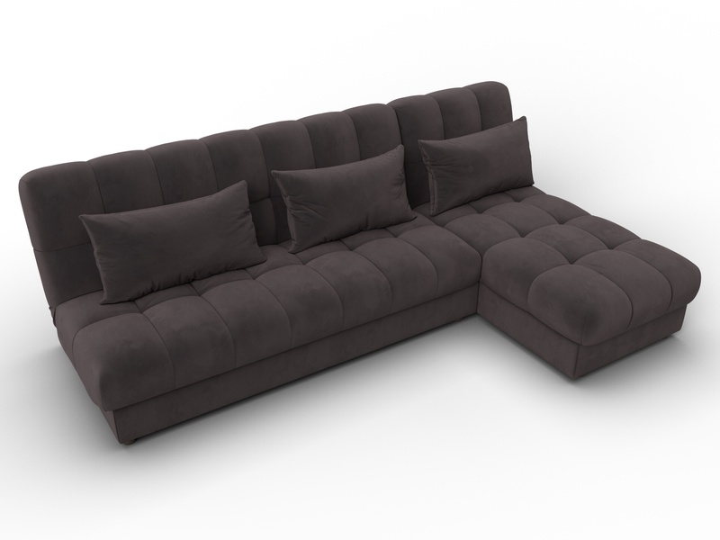 Диван угловой Лига-116 НПБ угол правый, Велюр, SEVEN 727 коричневый