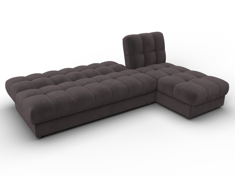 Диван угловой Лига-116 НПБ угол правый, Велюр, SEVEN 727 коричневый