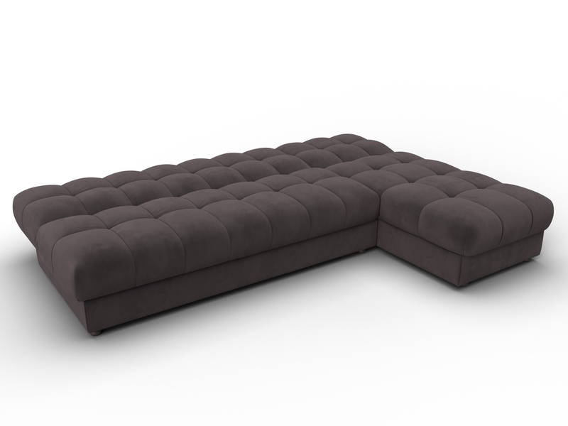 Диван угловой Лига-116 НПБ угол правый, Велюр, SEVEN 727 коричневый