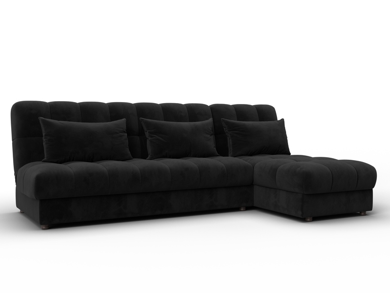 Диван угловой Лига-116 НПБ угол правый, Велюр, SEVEN 35 черный
