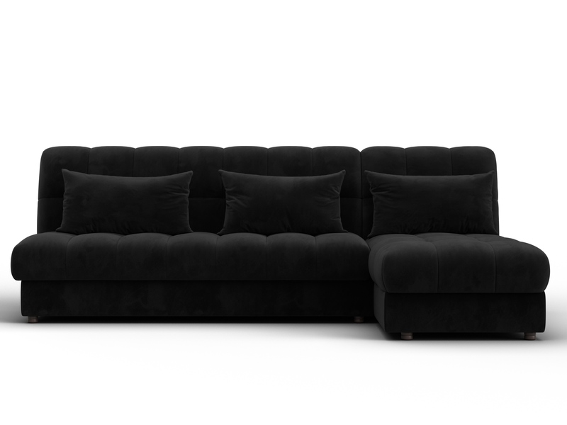 Диван угловой Лига-116 НПБ угол правый, Велюр, SEVEN 35 черный