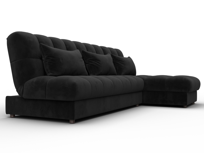 Диван угловой Лига-116 НПБ угол правый, Велюр, SEVEN 35 черный