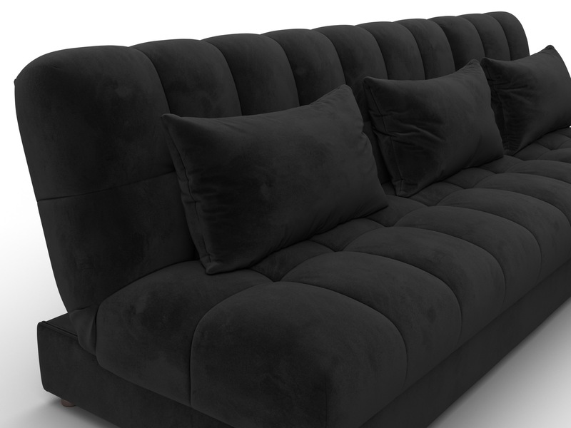 Диван угловой Лига-116 НПБ угол правый, Велюр, SEVEN 35 черный