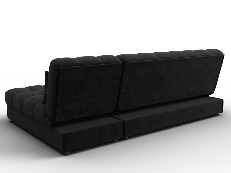 Диван угловой Лига-116 НПБ угол правый, Велюр, SEVEN 35 черный