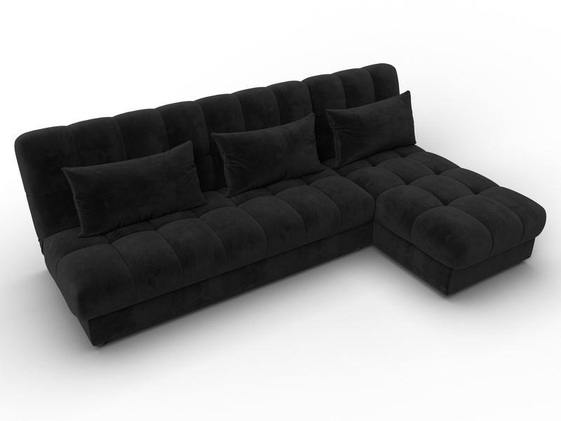 Диван угловой Лига-116 НПБ угол правый, Велюр, SEVEN 35 черный