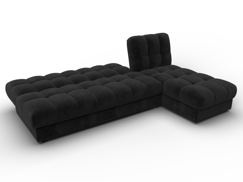 Диван угловой Лига-116 НПБ угол правый, Велюр, SEVEN 35 черный