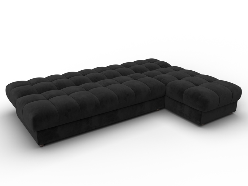 Диван угловой Лига-116 НПБ угол правый, Велюр, SEVEN 35 черный